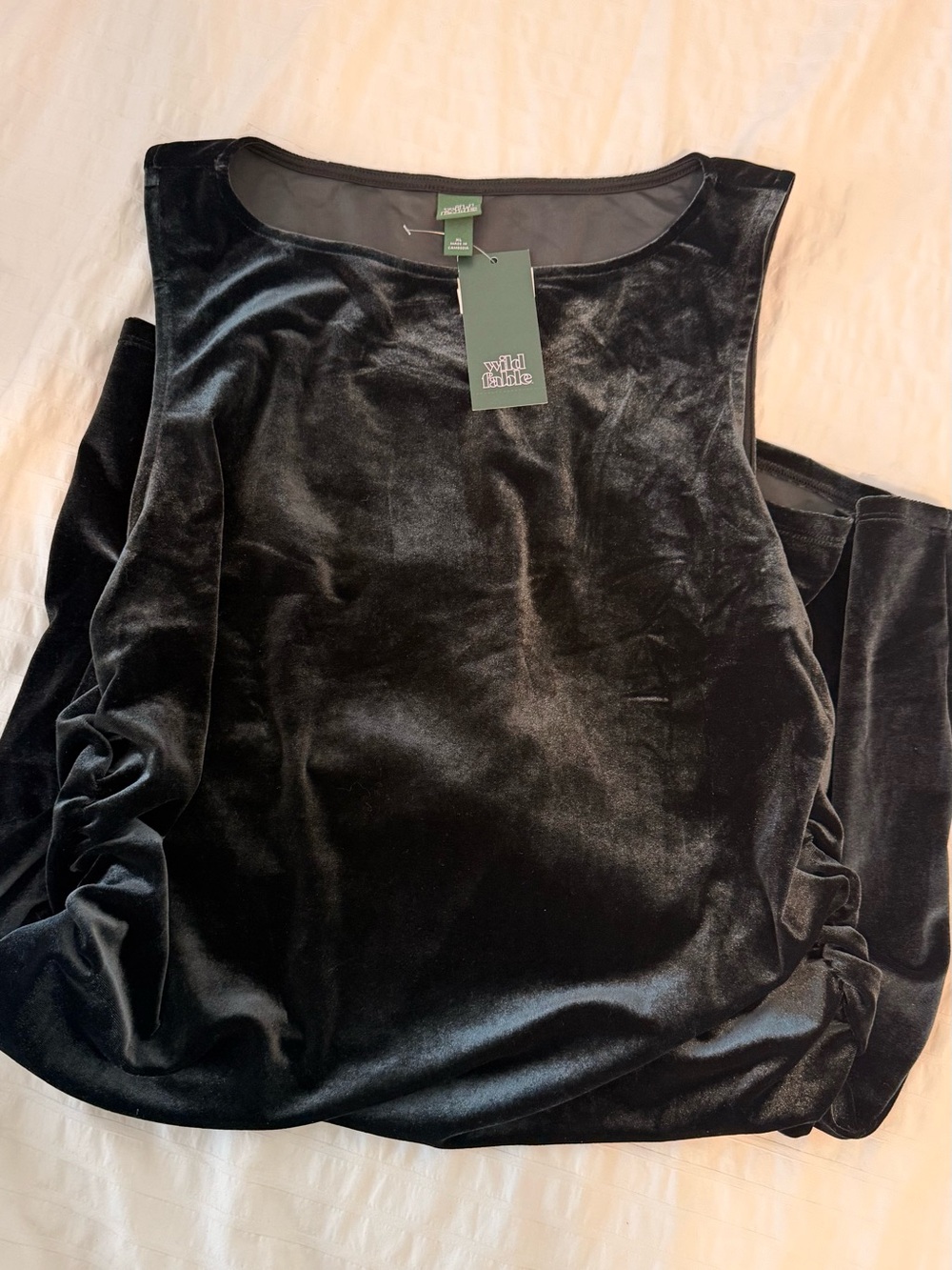 Wild Fable Velvet Bodycon Mini Dress Women's XL Black Ruched NWT - Picture 2 of 2